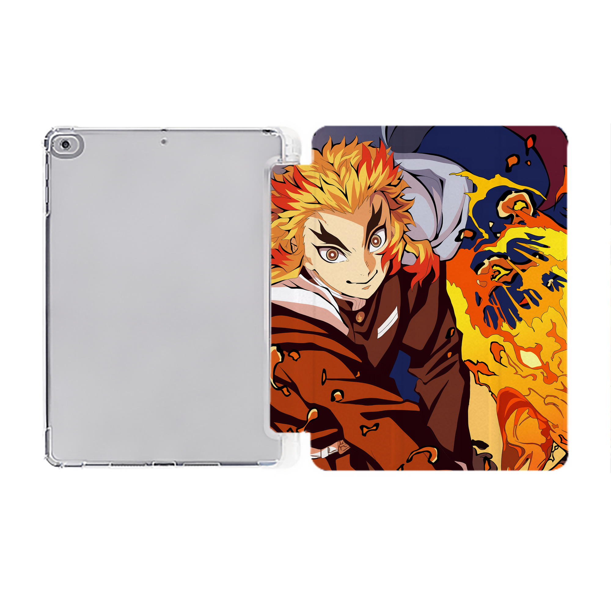 （画像用） 炎柱-煉󠄁獄 杏寿郎／れんごく きょうじゅろう Rengoku Kyoujurou IPad ケース ペン収納付き 三つ折りスタンド PUレザー×シリコン 対応機種9.5/10.5/10.9インチ